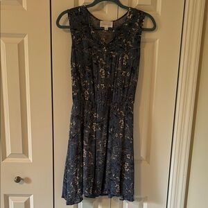 French Grey Black and Tan Sleeveless V-neck Sundress